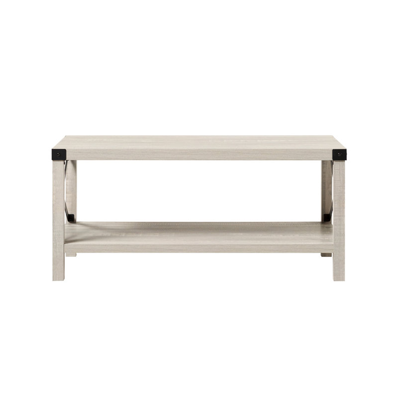 Table basse Farmhouse Metal-X avec tablette inférieure - gris pierre