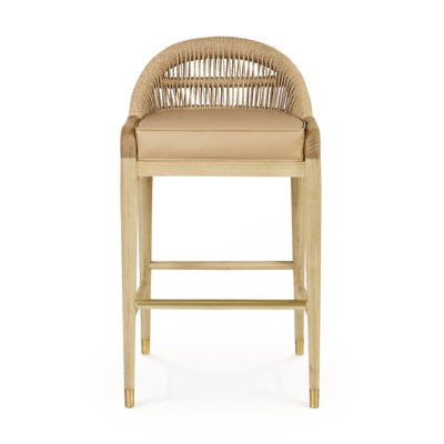 Kendari Upholstered Faux Leather Counter Stool with Solid Wood Frame