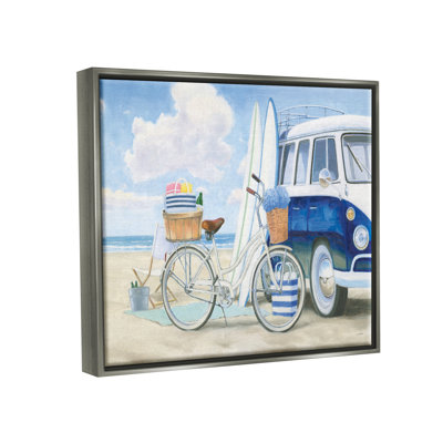 «Bike and Van Beach Nautical Blue White», peinture sur toile par James Wiens