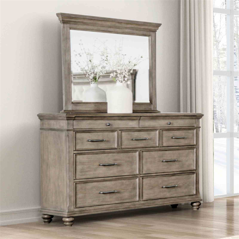 Commode de chambre à coucher traditionnelle avec miroir et glissières à roulement à billes en bois