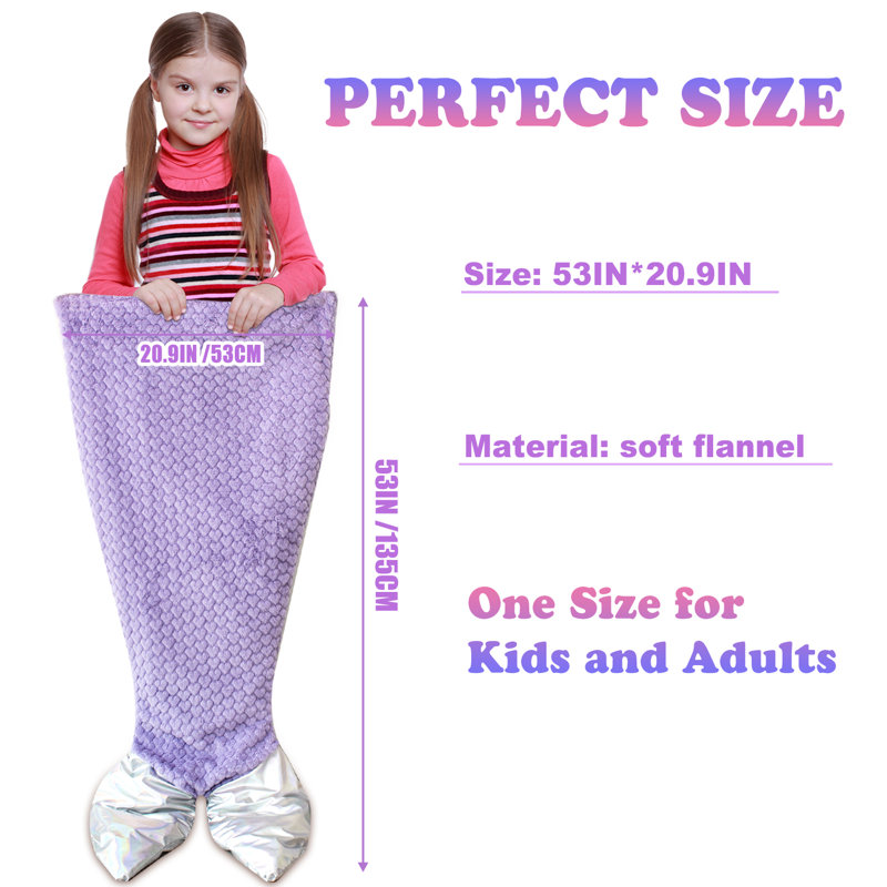 Couverture Kids Mermaid Tail, L 53 po x l 21 po, Purple