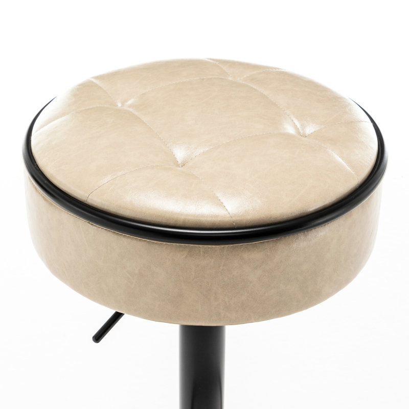 2 tabourets de bar kaki avec hauteur réglable et pivotant à 360 °, rangement inclus pour l'ameublement de 2 fauteuils pivotants en cuir