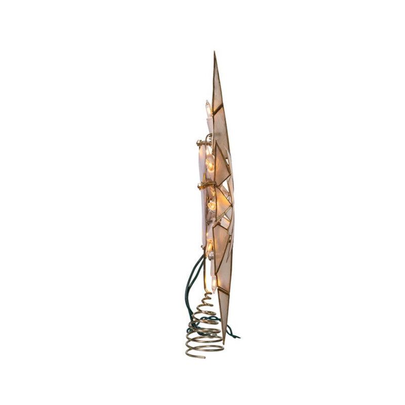 Gold and Clear Metal Star Tree Topper with Lights