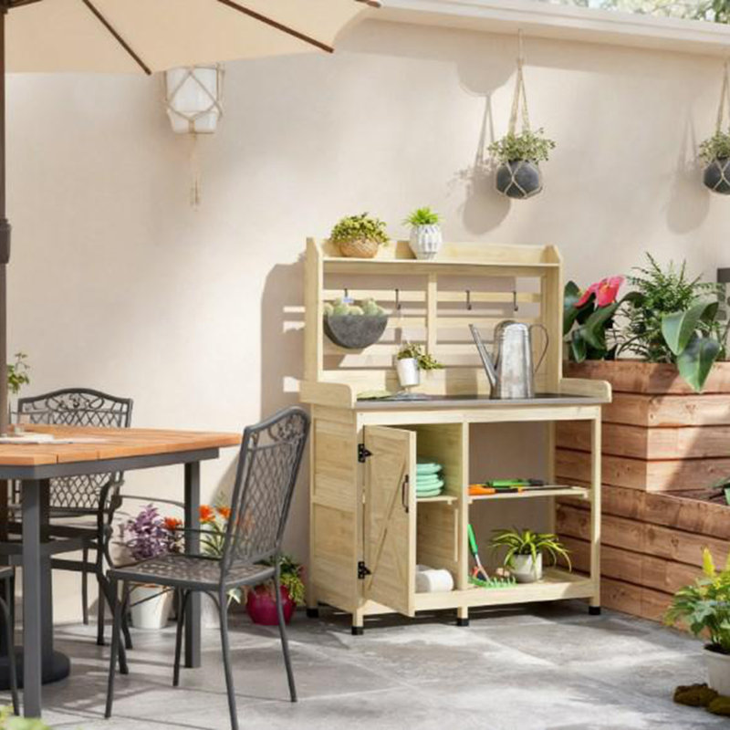 Potting Bench,Wooden Potting Bench, Natural Wood