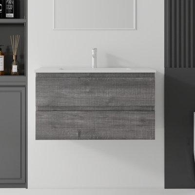 Meuble-lavabo flottant 36 po avec lavabo à fermeture en douceur pour petites salles de bain 36 po