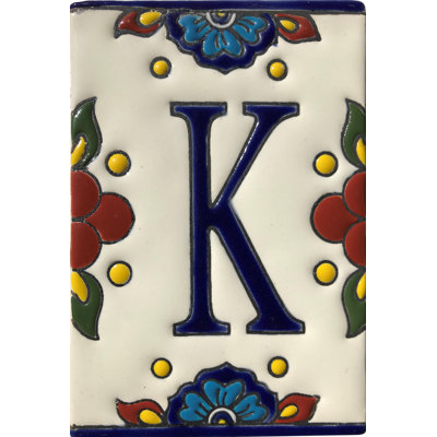 Mexican Talavera Mission Tile House Letter K