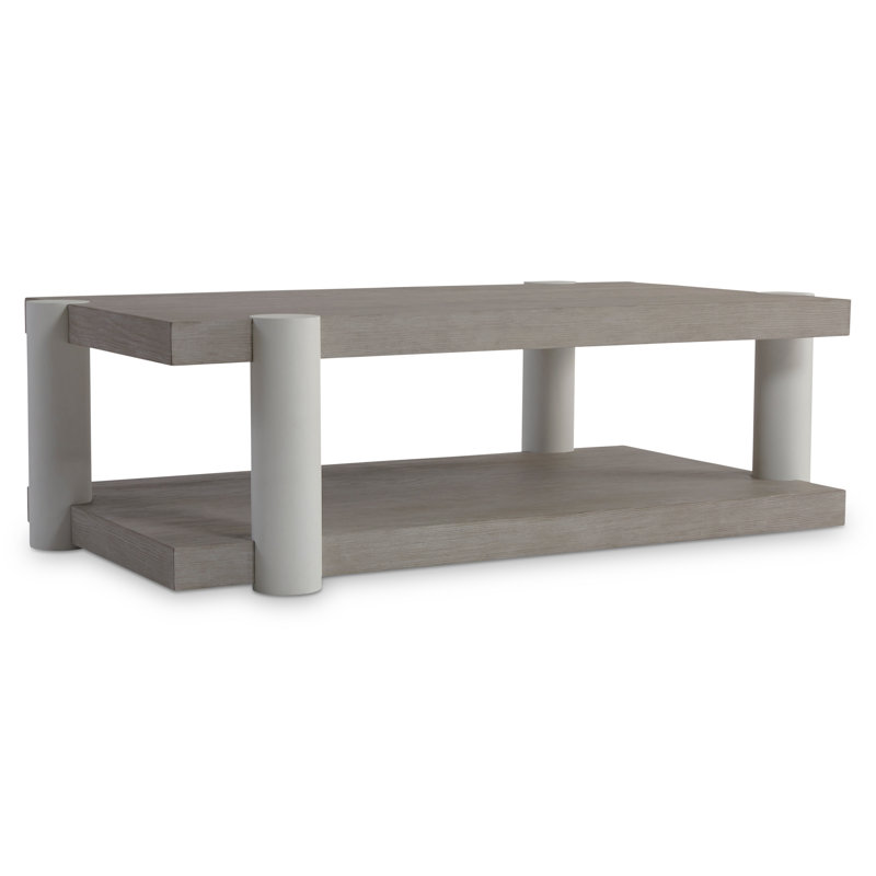 Contemporary Beige Pine Wood Geometric Coffee Table