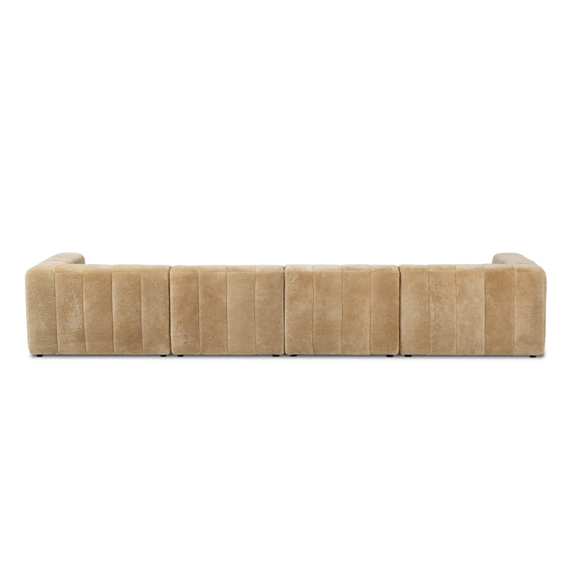 Curteria Upholstered Genuine Fur L-Shaped Sofa & Chaise, 28.5" H x 161" W x 68" D, Right Hand Facing