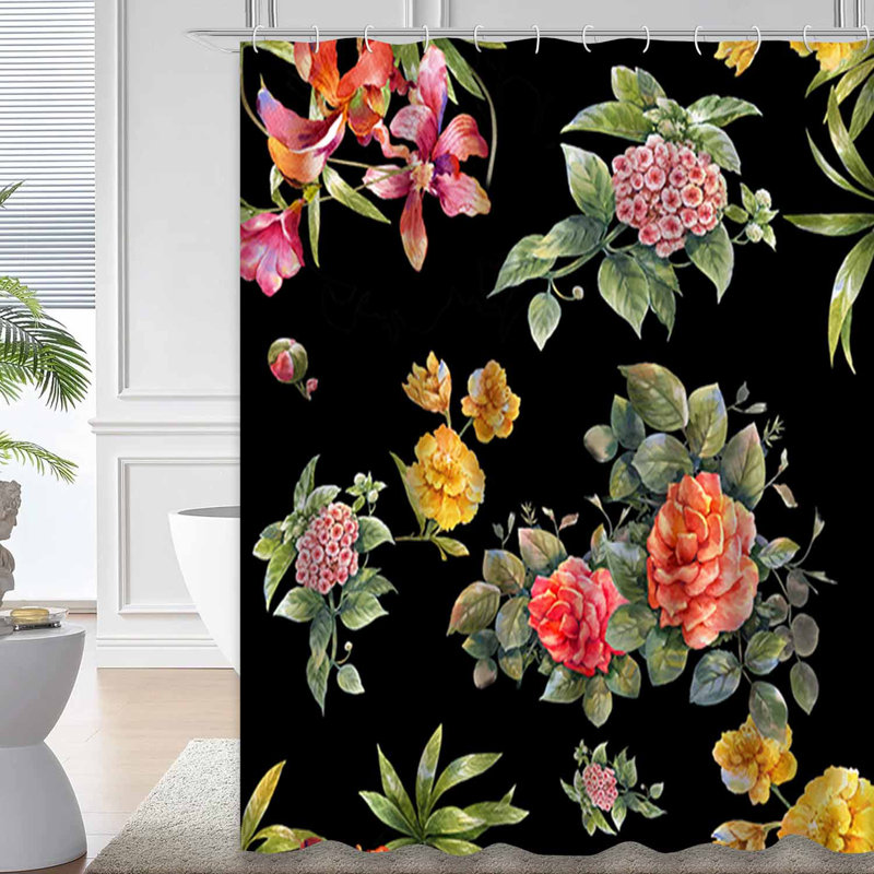 Aquarelle, feuille, fleurs, fleurs, hibiscus tropical foncé rétro avec 12 crochets, L 72 po x l 72 po