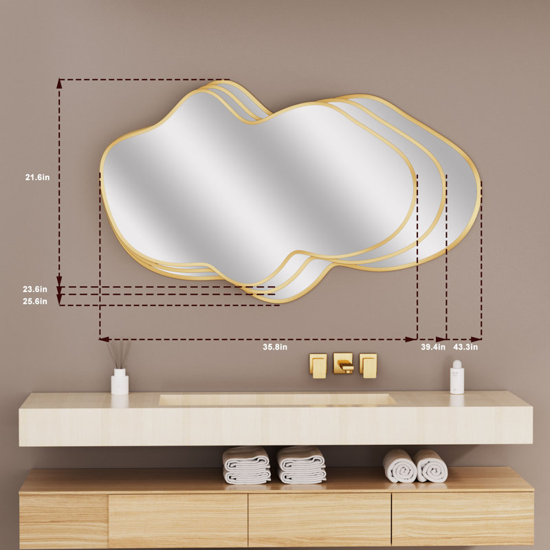 Miroir mural 43,3 po x 25,5 po, Doré, 43,3 po x 25,5 po