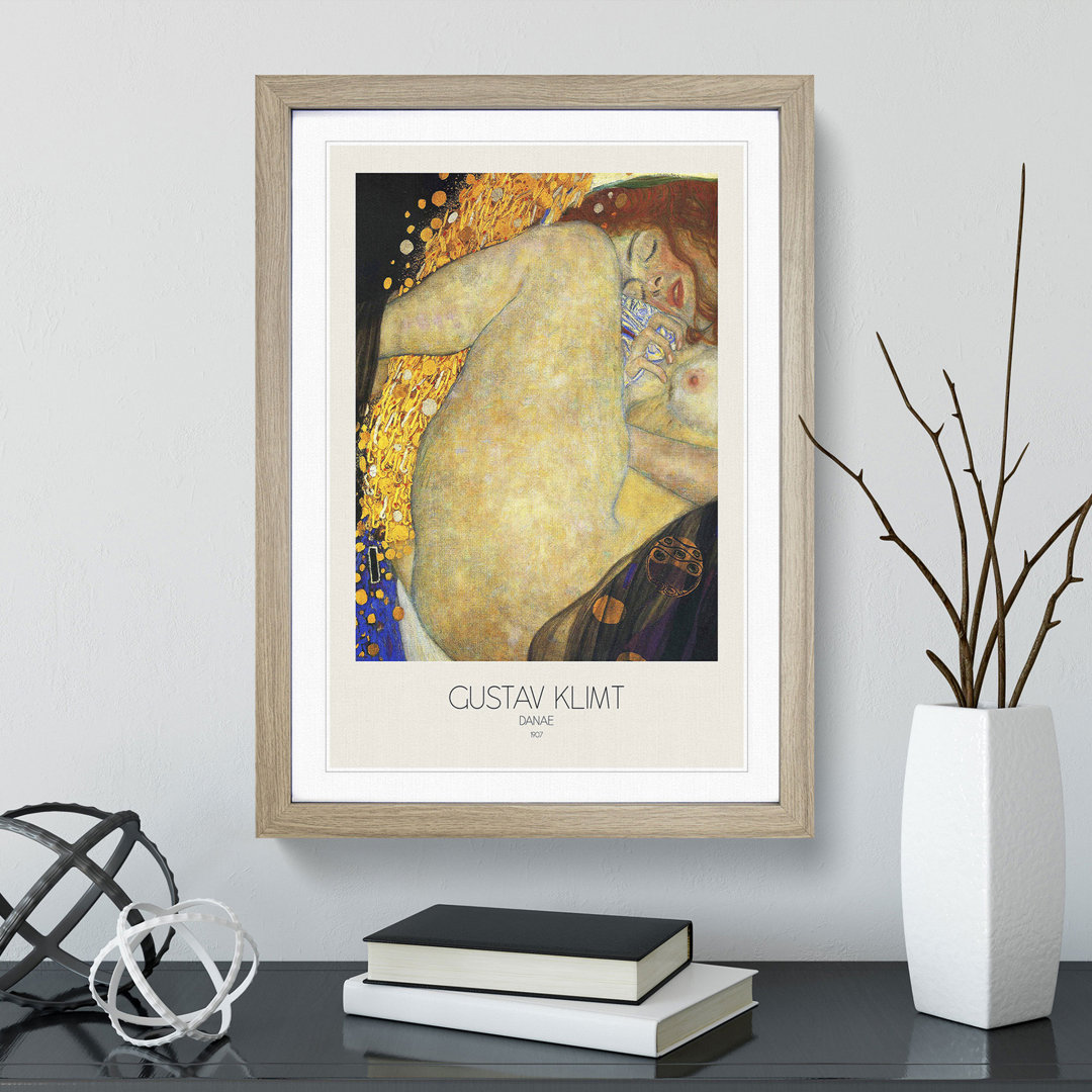 Danae with Border by Gustav Klimt - Picture Frame Painting