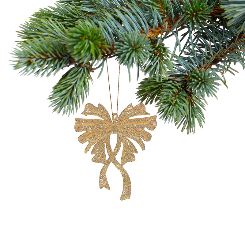 Gold Glitter Plastic Holiday Ornament Set