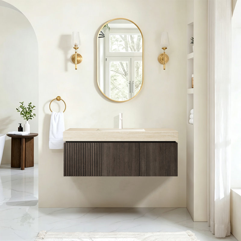 Meuble-lavabo de luxe avec lavabo flottant 48 po Luxury