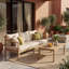 Canapés de patio modernes, 78 pouces en bois d'acacia 3 places pour patio spacieux
