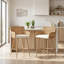 Tabouret de bar 27 po à dossier plein en rotin 27 po, tabourets de bar pour îlot de cuisine avec dossier en rotin PE, chaise de bar au fini noyer