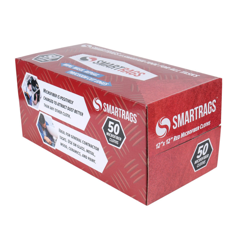 Chiffons de nettoyage en microfibre 12 x 12 Smart Rags (boîte de 50), Rouge