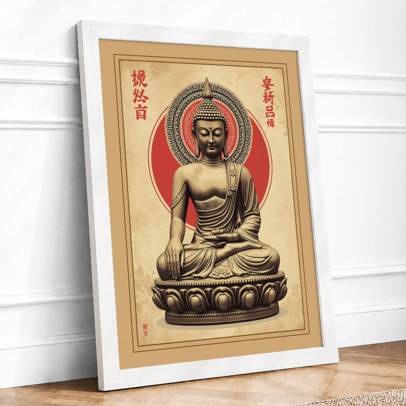Buddha in Repose Japandi - Framed Print, A1 - 84.1 x 59.4 cm, White