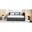 Lit de jour double en tissu de lin et 2 compartiments de rangement, gris. Structure de lit sans sommier tapissier pour un espace de sommeil confortable Revêtement gris. Robuste votre confort-965909923
