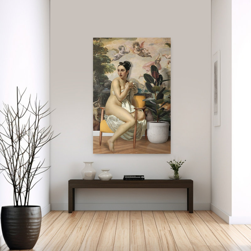 Classical Nude Indoor Scene Classic Elegant Modern Plant Wall Art Print 1 Piece Wrapped Canvas Wall Art