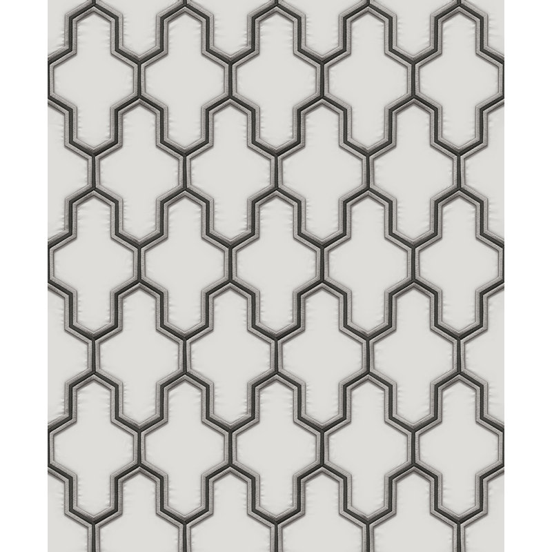 Geometric Silk Wallpaper, White