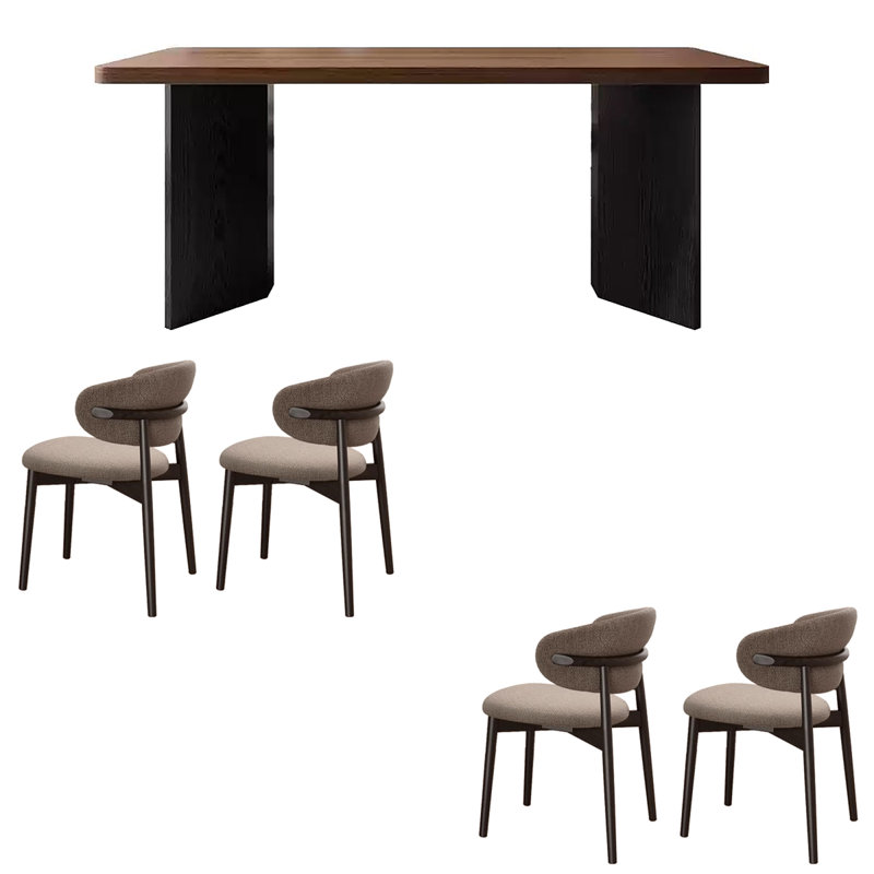 Walnut grain rectangle rock plate dining table, 30.71"H x 70.87'L x 31.5"W