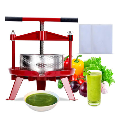 Pressoir à vin manuel en acier inoxydable de 2,38 gallons (9 L), pressoir multi-usages, presse-jus pour le vin, cidre, pomme, teinture, légumes, miel, huile d'olive, poignée ergonomique en T et base triangulaire stable