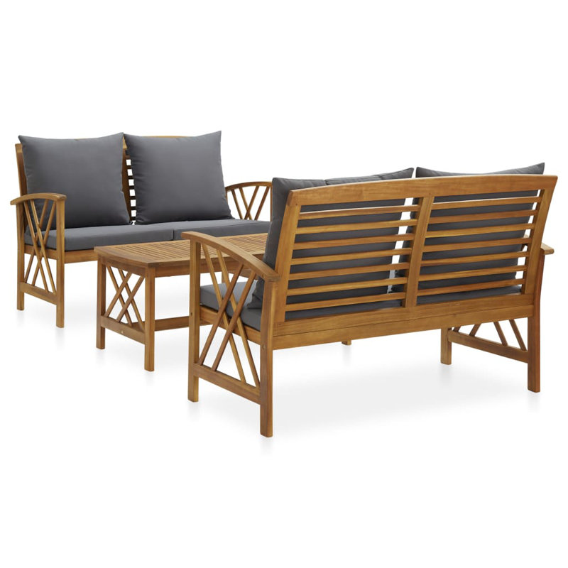 Adepeju 3 Piece Lounge Chair, 2x bench + Table, Brown