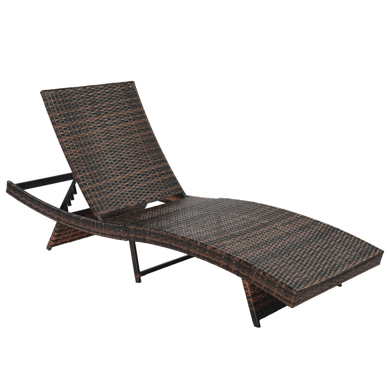 Chaise longue d'extérieur en osier Cotenia, Brun clair, Brun