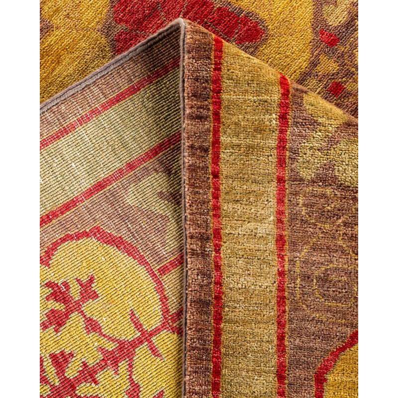 Tapis gris noué à la main Vickrey, unique en son genre