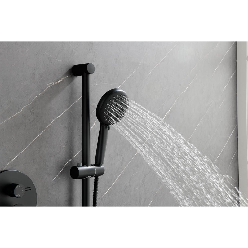 Dual Function Complete Shower System with Rough in-Valve, Matte Black