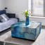 Subtle Blues Beveled Art Glass Coffee Table