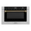 ZLINE Autograph 24 in. Microwave Drawer in Black Stainless Steel and Polished Gold Helix Handle-442560947