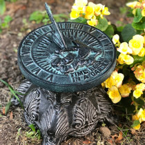 Alcott Hill® Navasota Sundial Verdigris Solid Brass Garden Clock