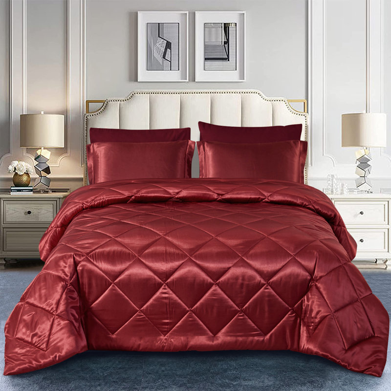 Channel Comforter, Burgundy, California King Comforter + 8 Additional Pieces