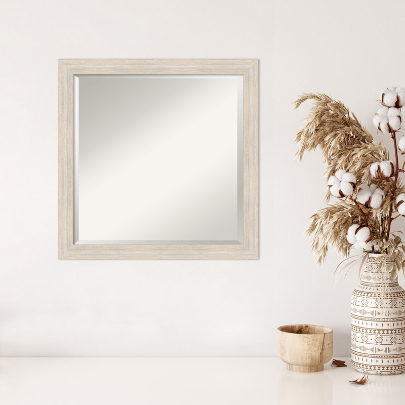 Modeste Flat Mirror, 23" x 23", Distressed White