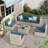 7 Piece Patio Conversation Set with Coffee Table and Cushions-1538385286