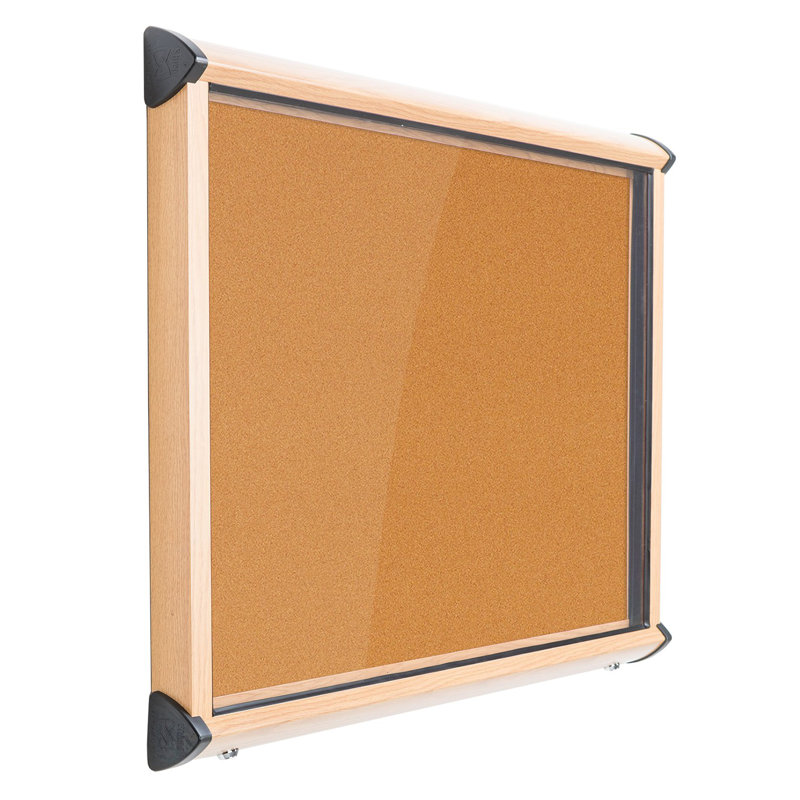 Shield Wood Effect Exterior Showcases Wall Mounted Bulletin Board, 75cm H x 96.7cm W, Cork