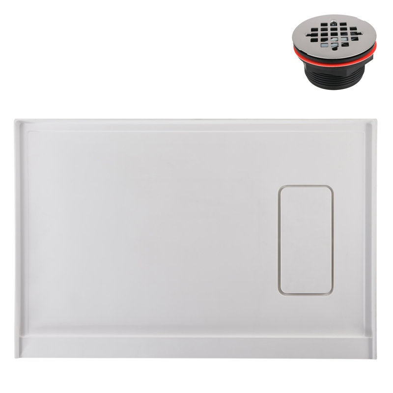 Streamline NTS-608-482-RH 48 in. x 32 in. Alcove Solid Surface Resin Shower Base in Matte White with Right-Hand Drain, Drain Included