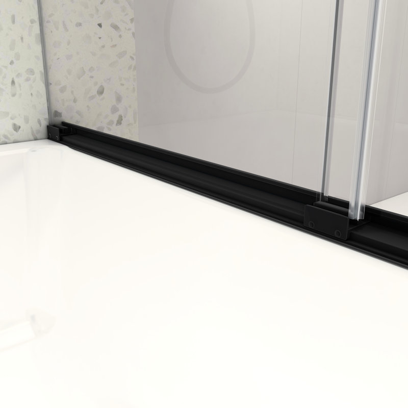 Shower Door 6076 Inch - Matte Black, Double Sliding, 8Mm Tempered Glass, Nano Easy Clean, , Protection Layer Black Glass With Cleaning, - Defence Covering