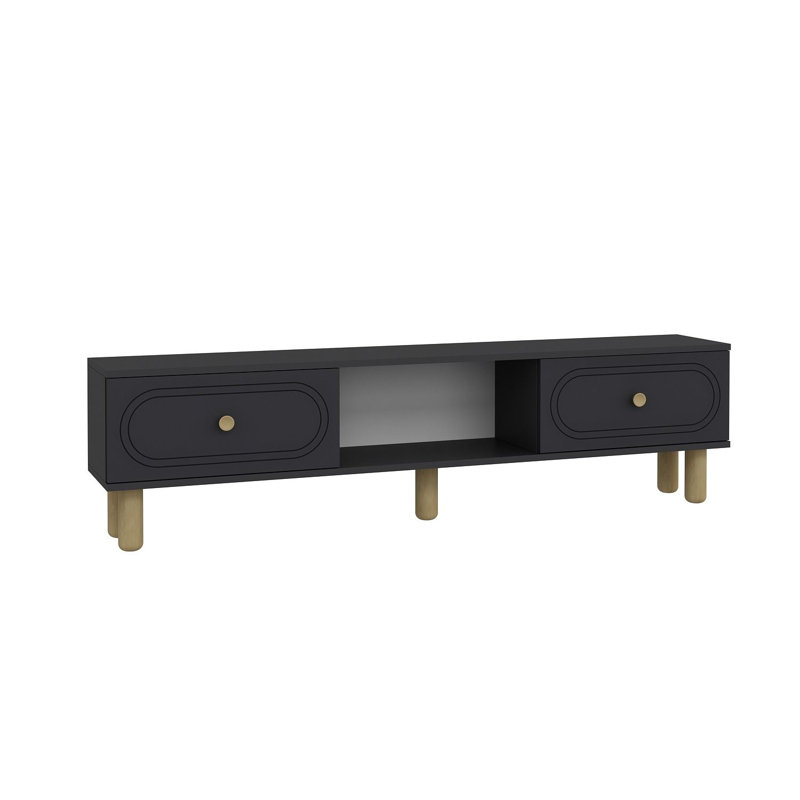 Meuble télé moderne, anthracite, 59,1 po x 15,9 po x 11,6 po | 100% panneau de particules enduit de mélamine, épaisseur: 0,7 pouce | Conception murale, élégante et fonctionnelle pour le salon et les espaces de divertissement