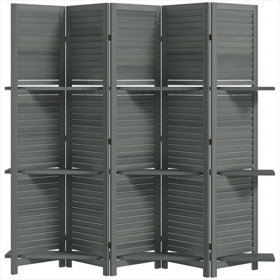 Peintures pliantes et art mural en bois de paulownia gris avec rangement et tablettes, 67 po
