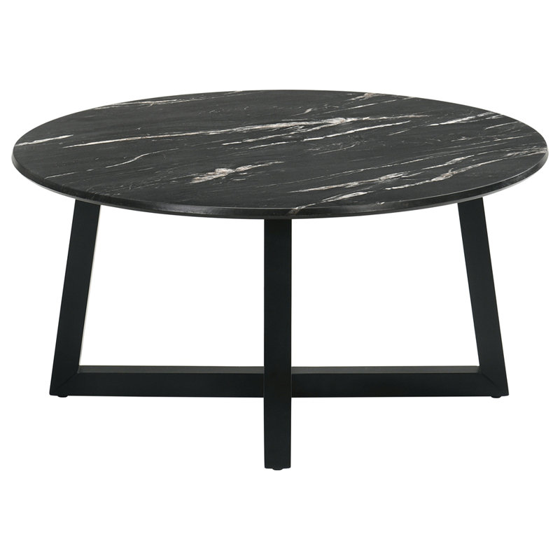 Enlow Black Round Marble-like SmartTop Coffee Table