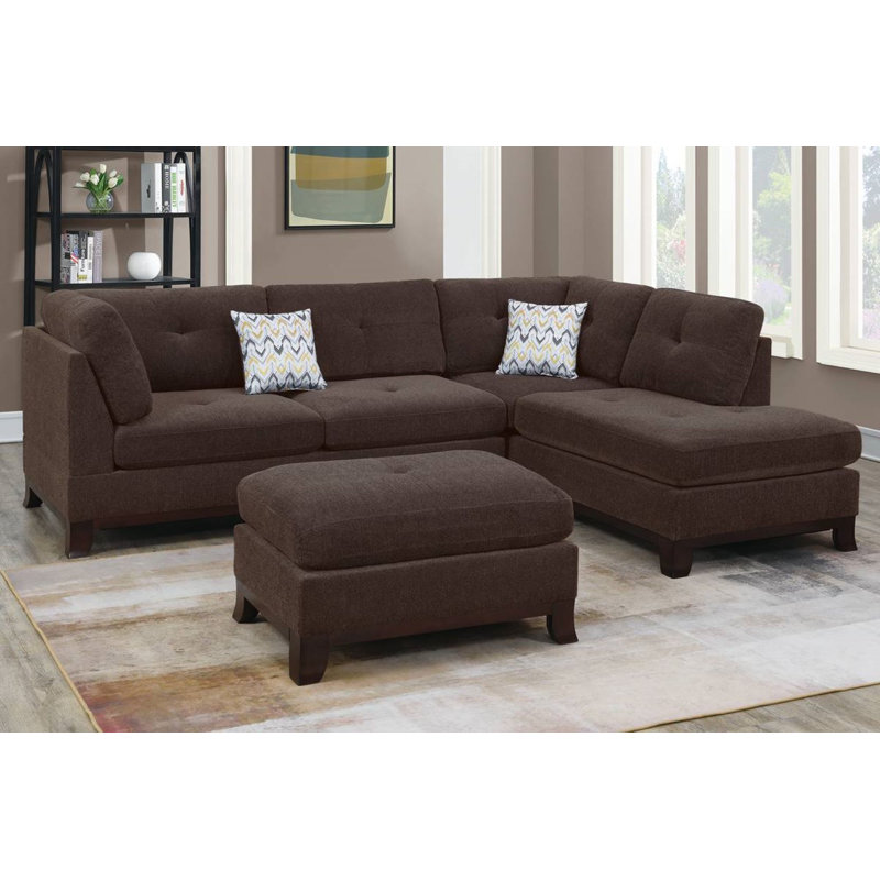 Canapé modulaire 3 pièces Noboru, Chenille brun