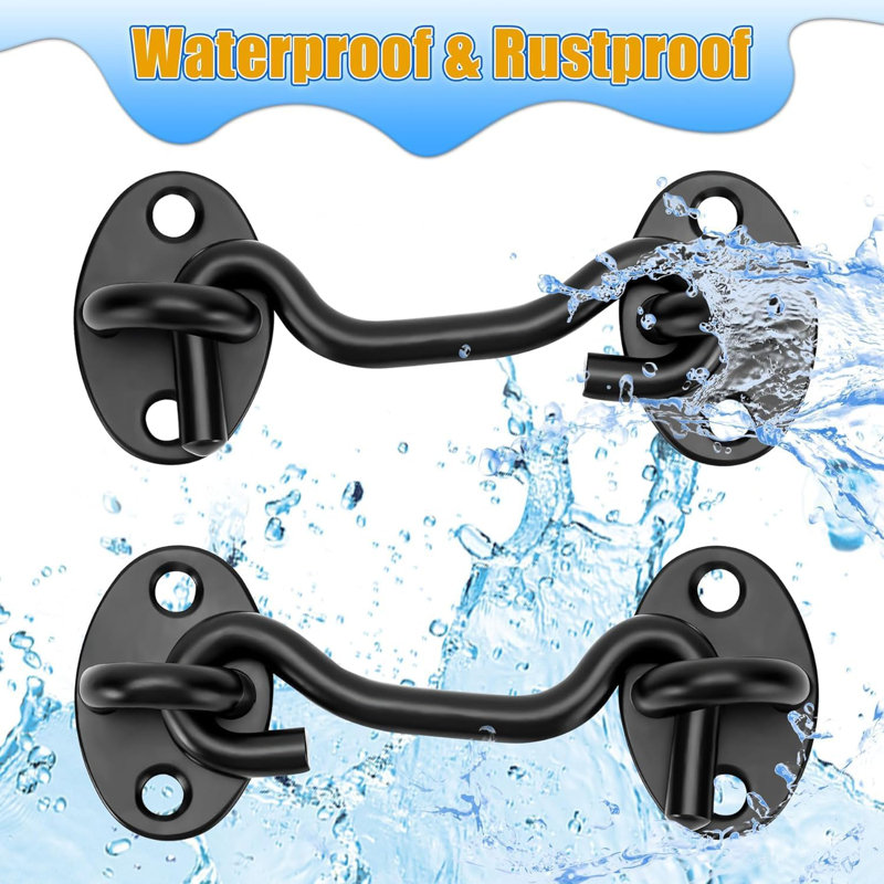 Domira Black Hook & Eye Latch – Heavy Duty Stainless Steel Door Lock | 3, 4, 6, 8 Inch | Gate Hook And Eye Latch For Wooden Doors, Sheds, Barns, Windows & Garden Gates