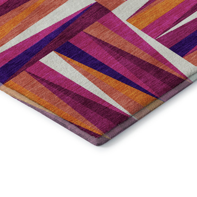 Premium Machine Washable Collett AMF1012 Squares Rug, Rectangle 10' x 14'