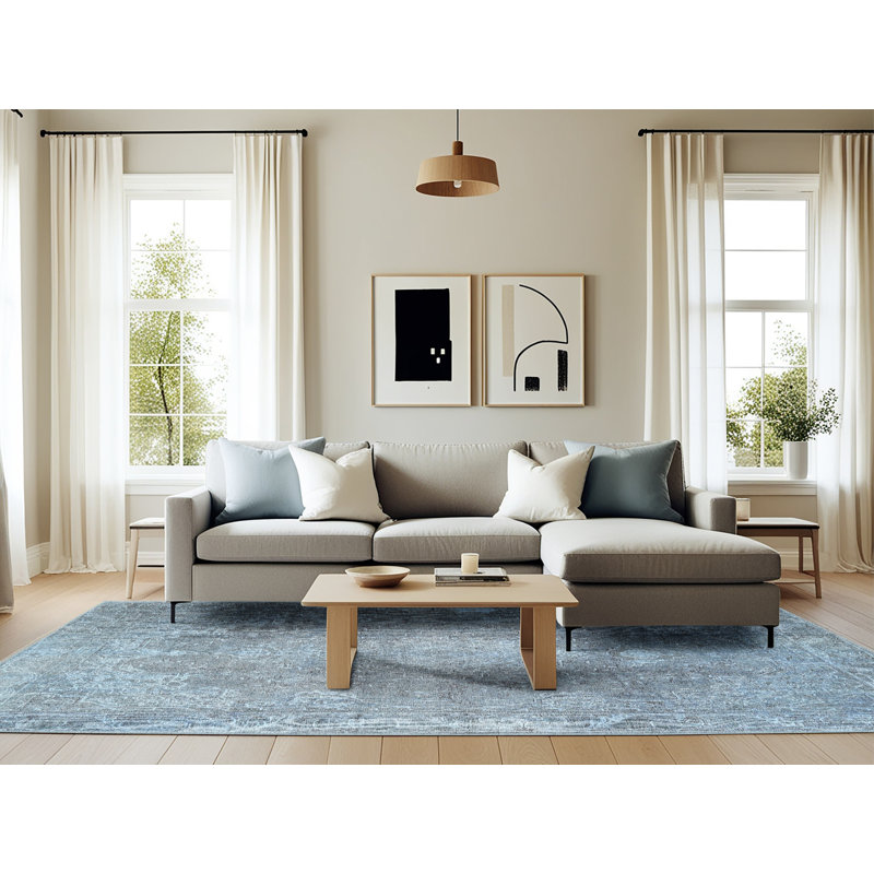 Tapis bleu/gris, Rectangle 6 pi x 9 pi
