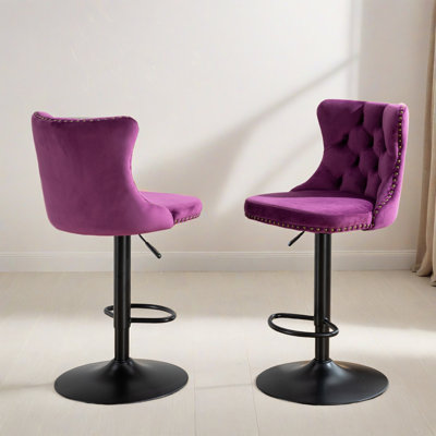 Swivel Velvet Barstools Adjusatble Counter Height Bar Stools With Back For Home Pub And Kitchen Island (Set Of 2)