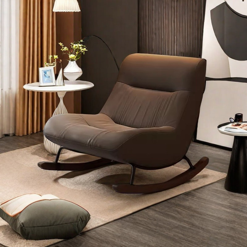 Chaise berçante rétro légère et luxueuse, Café noir