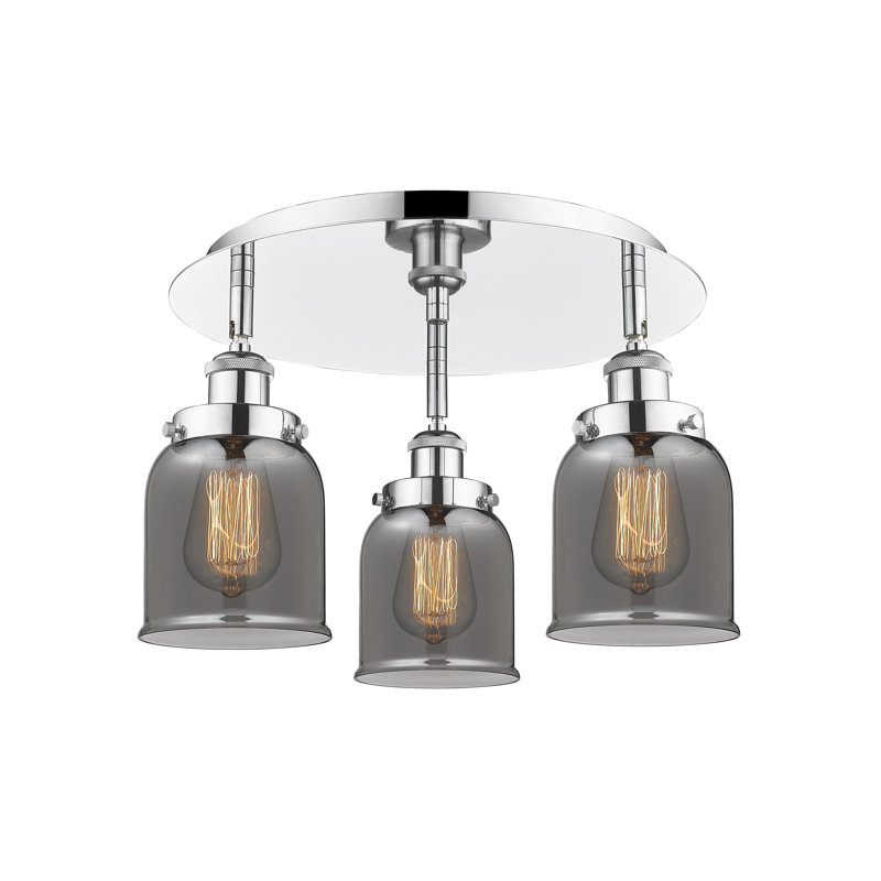 Plafonnier Bell, Chrome poli, Plaqué couleur fumée