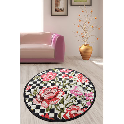 Antibacterial Round Carpet, 39.4 Inches Diameter, 100% Polyester, 0.2 Inches Pile Height | Non-Slip Underside, Machine Washable | Perfect for Living Room, Bedroom, and Playroom, Soft and Durable Design